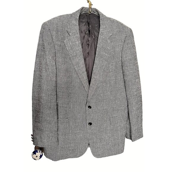 Harry Lebow 100% Silk Sz 41R Herringbone 2-Button Sport Coat Blazer Jacket Korea - Picture 2 of 16